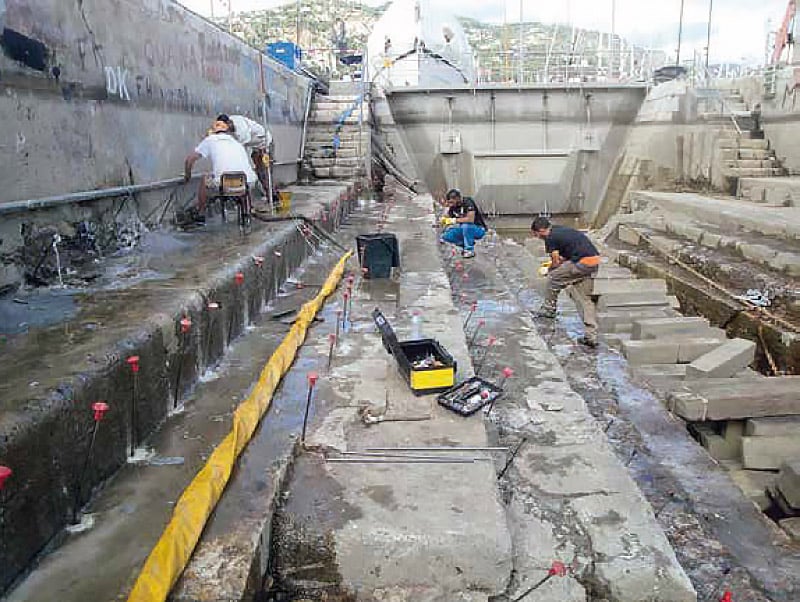 injections expanding resins consolidation dock-dry dock