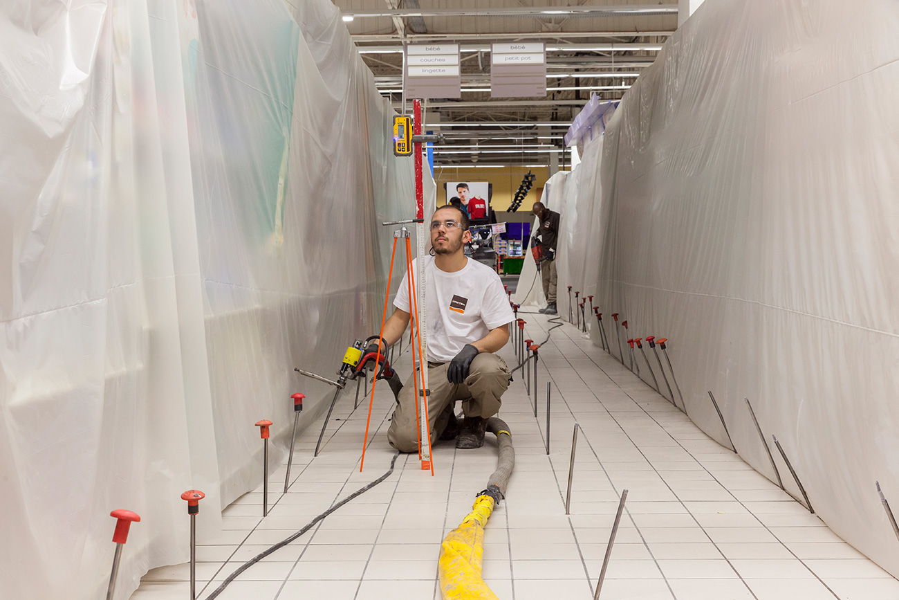 injections expanding resins subsidence floors shopping center