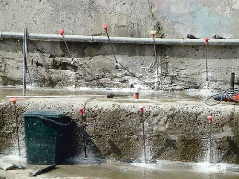 consolidation masonry basin dry dock injections expanding resins